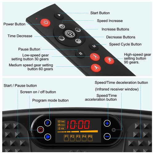 SoftGym Vibration Plate Exercise Machine for Lymphatic Drainage,Power Vibrate Stand Shake Board 450 Lbs Capacity Whole Body Workout Waver with Resistance Bands Weight Loss Gifts for Women Men-Black