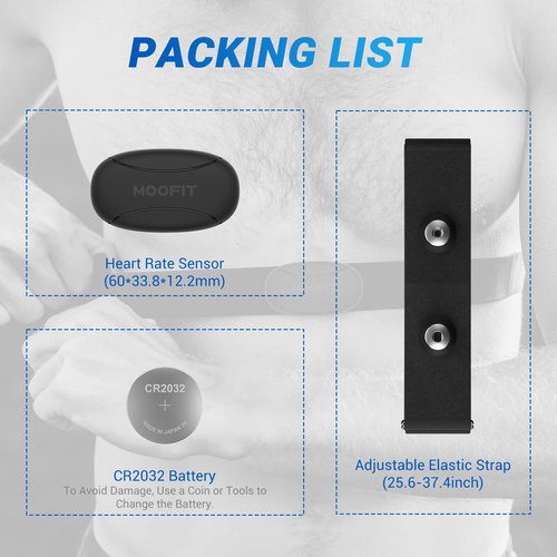moofit HR8 Heart Rate Monitor Chest Strap, Low Energy Real-Time Heart Rate Data Bluetooth 5.0/ANT+, Longer Communication Range, IP67 Waterproof, Compatible with iOS/Android Apps, Gym Equipment, Black