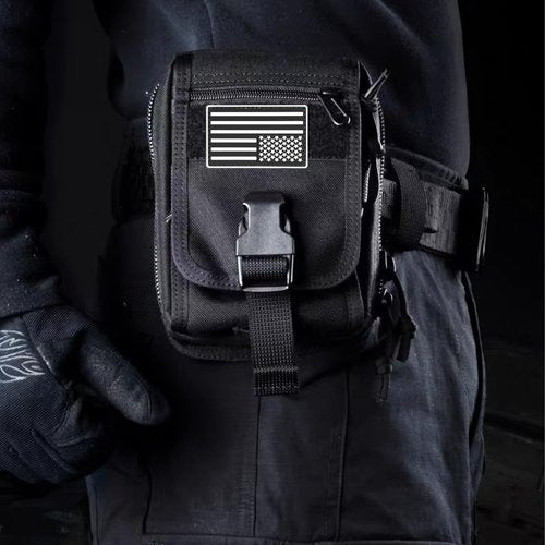 LarKoo Multipurpose Tactical Molle Belt Pouch EDC Gadget Organizer Slim Utility Waist Bag with Compass Buckle Carabiner Phone Holster Tool Kit Pack Large