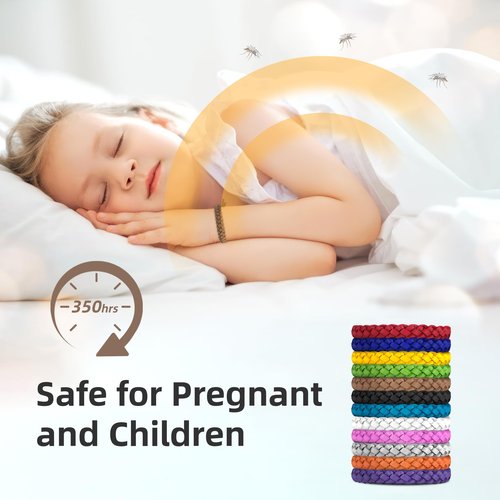 BuggyBands 12 Pack Mosquito Repellent Bracelets, DEET-Free, Individually Wrapped PU Leather Insect & Bug Repellent Wrist Bands