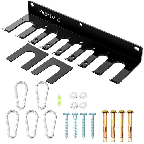 Wall-Mounted Gym Organizer, Resistance Band Storage Rack, Barbell Holder Wall Mount, Dumbbell Storage, Home Gym Accessories Holder (5mm)