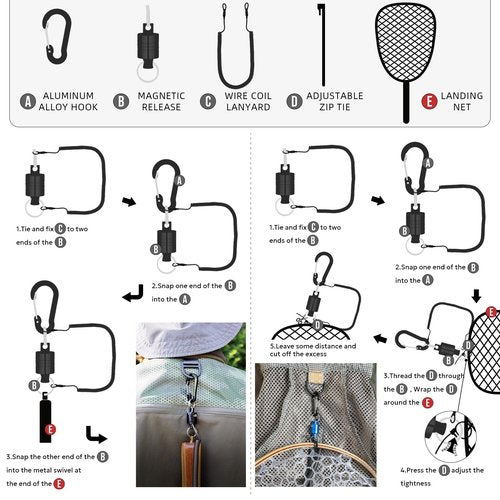 SF Fly Fishing Landing Soft Rubber Mesh Trout Catch and Release Net with Black Magnetic Net Release Combo Kit (Clear A Combo Small Holes)