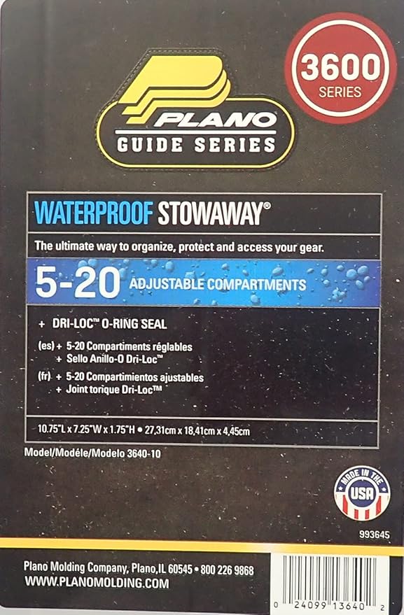 Plano Guide Series 3700 Field Box Waterproof Case, Blue, Large, Waterproof Dry Box with Wrist Strap for Boat, Kayak, and Camping, Outdoor Gear Storage, Clear/yellow & 3640 Waterproof Stowaway