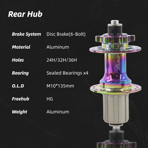 rningo Bike Hubs Disc Brake 32 Holes, Front Rear HG for 8/9/10/11/12 Speed，Quick Release Cassette Hub 4 Bearings 3 Claws 120 Clicks，Compatible for MTB/Road Bike Hubs (32H-Red)
