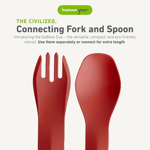 GoBites Duo Portable Silverware Set - Full Size Fork & Spoon, BPA-Free Travel Utensils