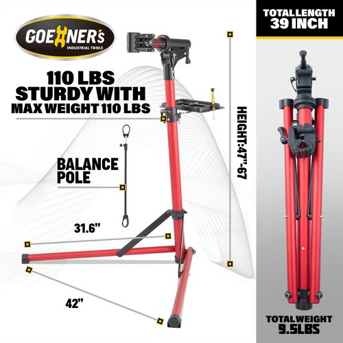 Heavy Duty E Bike Repair Stand (Max 110 lbs) - Portable Bicycle Stand Maintenance Workstand Aluminum Made For Electric Bikes, Mountain Bike and Road Bike