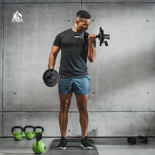 LIONSCOOL 16"Loadable Dumbbells Pairs, Olympic Dumbbell Bar/Handle for Strength Training, Compatible with 2’’ Standard Plates (Overall Black)