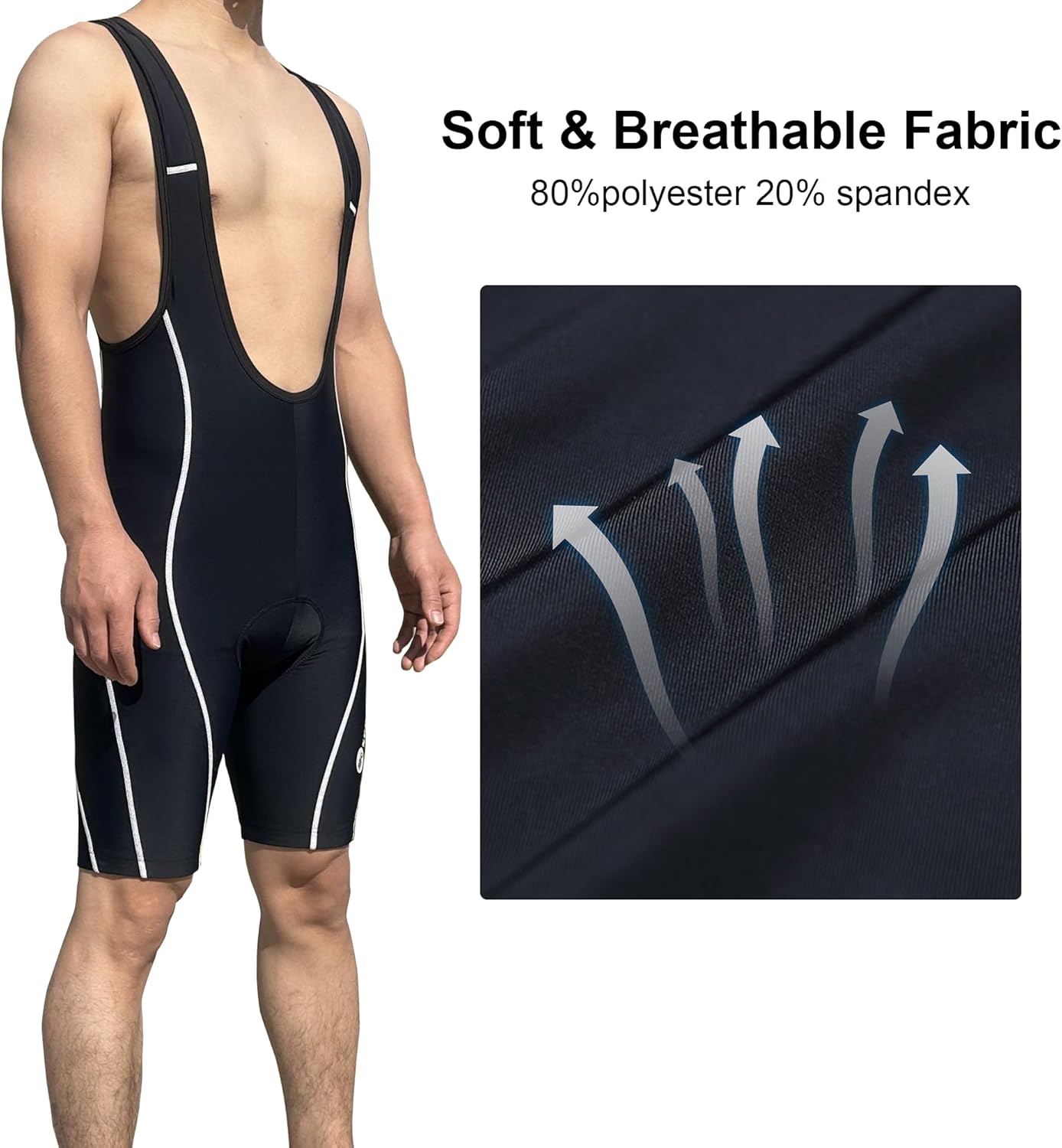 sponeed Cycling Bib Shorts Men Biker Bibs for Men Padded Breathable Racing Shorts UPF 50+