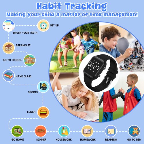 Timever Kids Digital Watches for Boys Girls, Sports Watch with Fitness Tracker, Pedometer, Alarm Clocks, Stopwatch, No App Needed Waterproof Kids Watch, Gift for Teens Student Girls Boys Ages 5-14