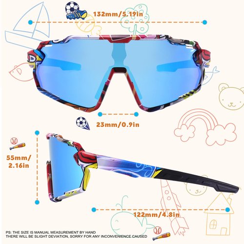MARIDA Kids Baseball Sunglasses for Youth 8-12, Polarized Youth Sunglasses Cycling Running Climbing Baseball Softball