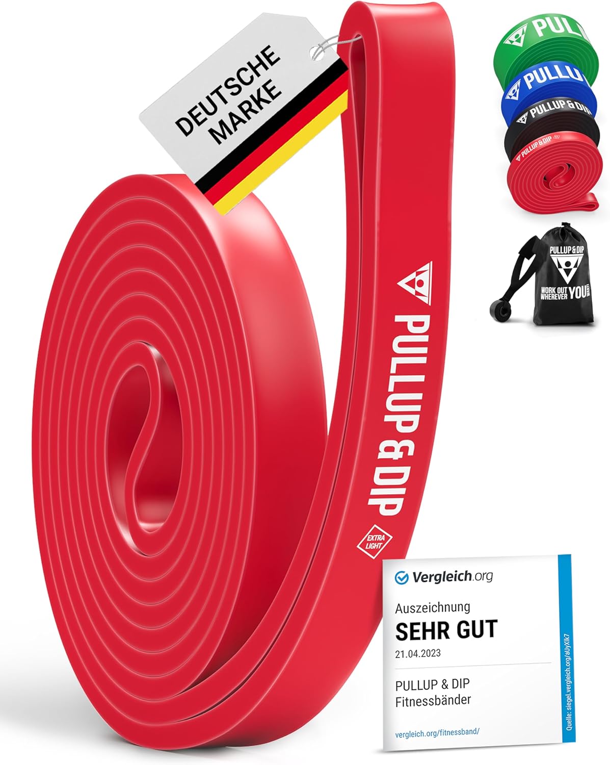 PULLUP & DIP Fitness Bands, Resistance Bands with Bag, Door Anchor (with Sets) and Exercise Guide - Single & in Value Set, Pull-Up Band Fitness Band for Calisthenics