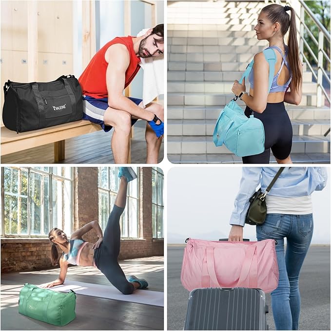 BALEINE Gym Bag for Women and Men, Small Duffel Bag for Sports, Gyms and Weekend Getaway, Waterproof Dufflebag with Shoe and Wet Clothes Compartments, Lightweight Carryon Gymbag (Red)