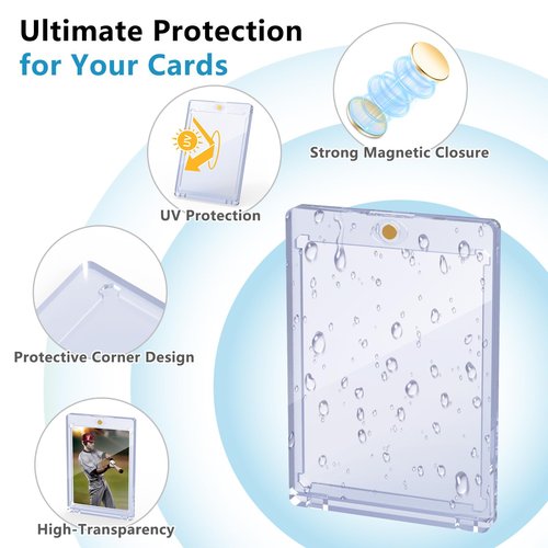 20ct Magnetic Card Holder, 35pt One Card Touch Holder for Trading Cards,Baseball Card Protectors Hard Plastic, Display Case for Collectible Cards Sport Cards Game Cards Top Loads for Cards Sleeves