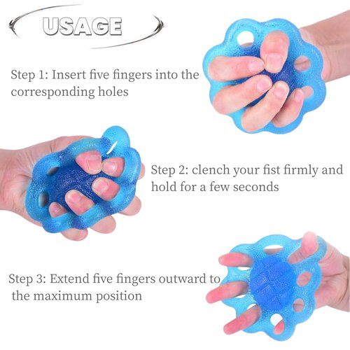 DEEYOTA Finger Exerciser and Hand Strengthener Rehab,Exercise Squeeze Ball for Hands,Grip Exerciser Hand Strengthener(2 Pcs)