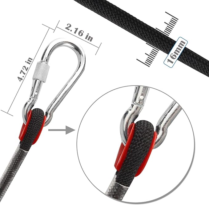 Static Climbing Ropes 35FT,50FT,100FT,150FT,200FT,250FT(Diam 10mm,16mm)