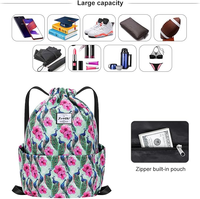 XEYOU Drawstring Sports Backpack Lightweight Gym Yoga Sackpack Shoulder Rucksack Casual Outdoor Daypack for Women and Men