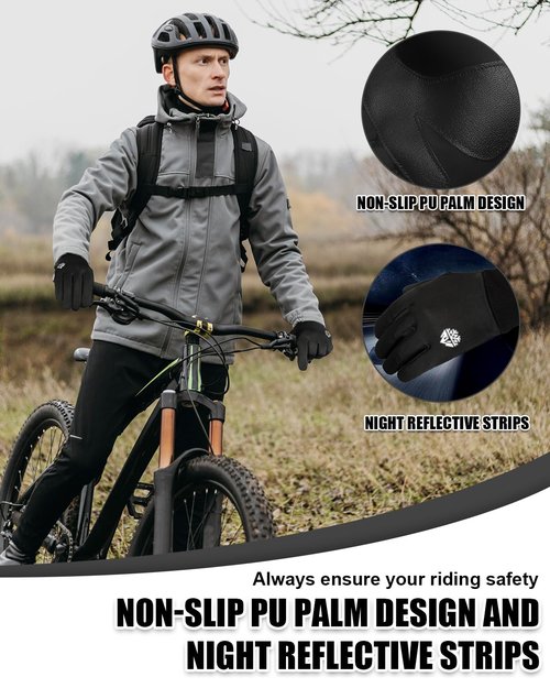RIGWARL Thin Fleece Gloves for Cold Weather, Early Winter Gloves Men Women with Touchscreen Fingers, Thermal Warm Drving Gloves for Running Hiking Walking Skiing Biking, Great Gift for Late Autumn