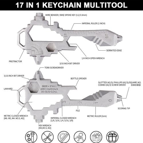 Herda Keychain Multitool – EDC Tool with 17+ Functions Gifts| Small Bottle Opener keychain with Screwdriver, Wrench, and Box Cutter for Travel, Outdoor, and Everyday Use – TSA Safe