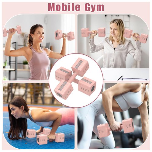 Adjustable Dumbbells Set of 2, 5-in-1 Adjustable Weight Dumbbells for Women/Men, 3lb/5lb/7lb/9lb/11lb Dumbbell Weights Set for Home Gym Workout (Pink)