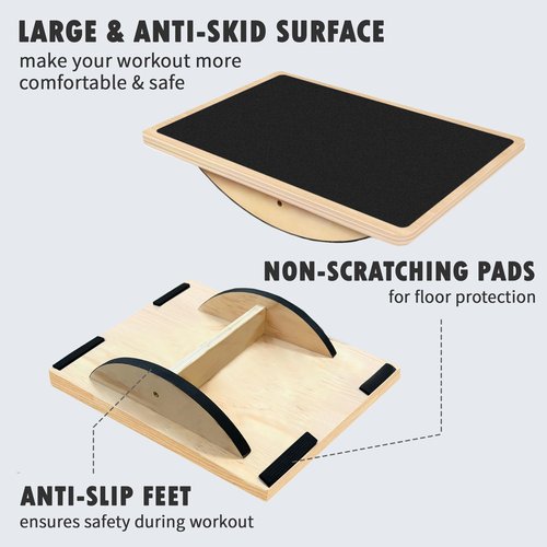 Balance Board Professional Wobble Board for Adults Anti-Slip for Physical Therapy Standing Desk Core Strength Wooden Rocker Board(350LBS) (Balance Board)