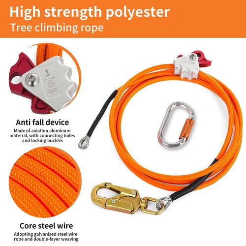 Tree Climbing Gear, Tree Climbing Spikes with Adjustable Climbing Straps and Steel Core Flip Line, Tree Climbing Kit with Triple Lock Lanyard Adjuster, Tree Climbing Equipment for Tree Work