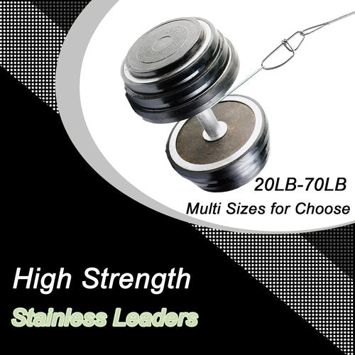 QISHUO Steel Swivel Fishing Leaders Freshwater Wire Stainless Fishing Leader Saltwater Fishing Rigs Wire Leaders Lures White Nickel, #4, 50lb, 11.8in, 30pcs