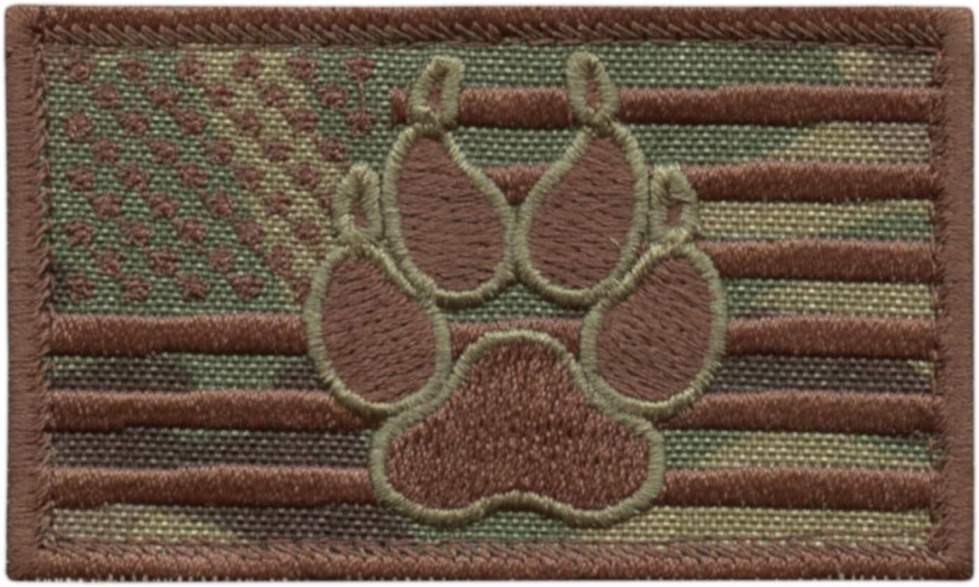 USA American Flag K-9 Dog Handler Morale Tactical Embroidery Touch Fastener Patch (Subdued)