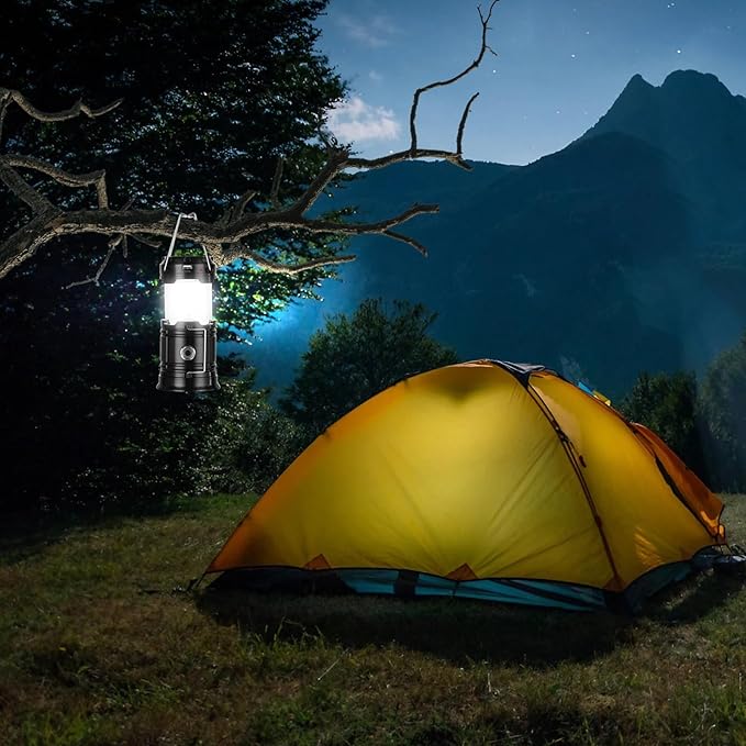 Solar Camping Lantern for Power Outages - USB Rechargeable Lamp Camping Essentials，Collapsible Waterproof Solar Lights for Indoor Outdoor Emergency Light/4 Packs