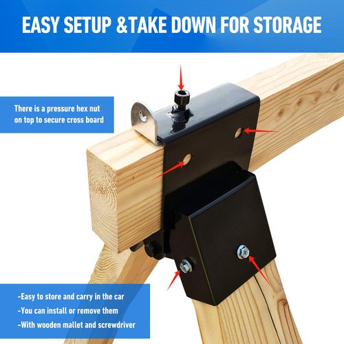 GZQIUYI 2 PCS AR500 Steel 2x4 Target Stand Brackets, High Strength Welded Construction Target Hanger/Holder, Spare Part, Heavy Duty A-Frame Swing Sets Brackets, Adjustable Legs for 2x4 Wood Board