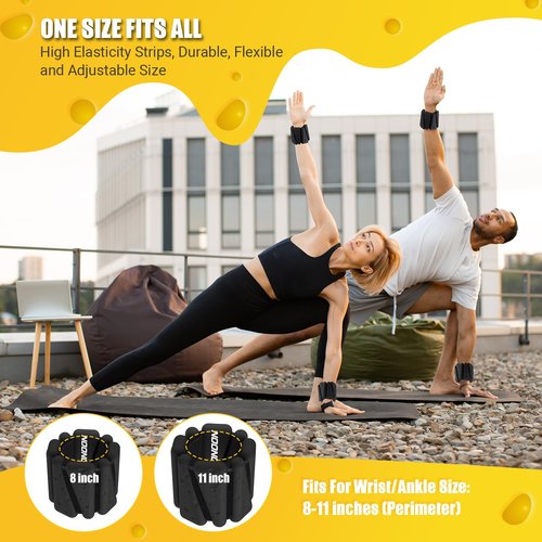 Wrist Ankle Weights Bangles 4lbs for Women, Adjustable Silicone Pilates Weights Bracelet, Heavy Duty Fasteners Wearable Arm & Leg Weights for Yoga, Pilates, Barre, Walking and Gym (Set of 2)