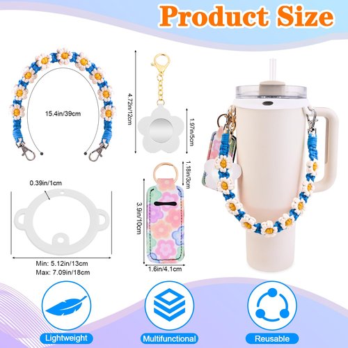 YMO Water Bottle Handle with Lip Balm Holder, Sling Holder Lanyard, Carrier with Strap, Tumbler Accessories,Compatible with Stanley Cup Accessories 16-40oz
