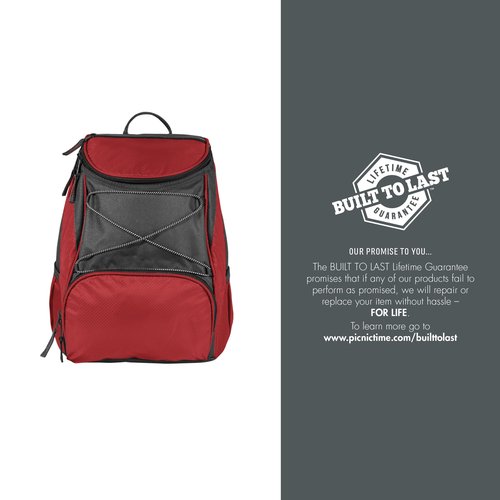 PICNIC TIME DC The Flash PTX Backpack Cooler, Soft Cooler Backpack, Insulated Lunch Bag, (Red with Gray Accents)