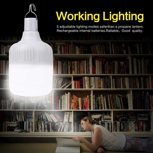 Camping Lantern LETOUR Dimmable 8800mAh LED Light Bulb 5 Lighting Modes Rechargeable Hanging Tent Light 5000 Lumen Portable Emergency Lantern Power Failure Emergency Survival Kits Snowstorm