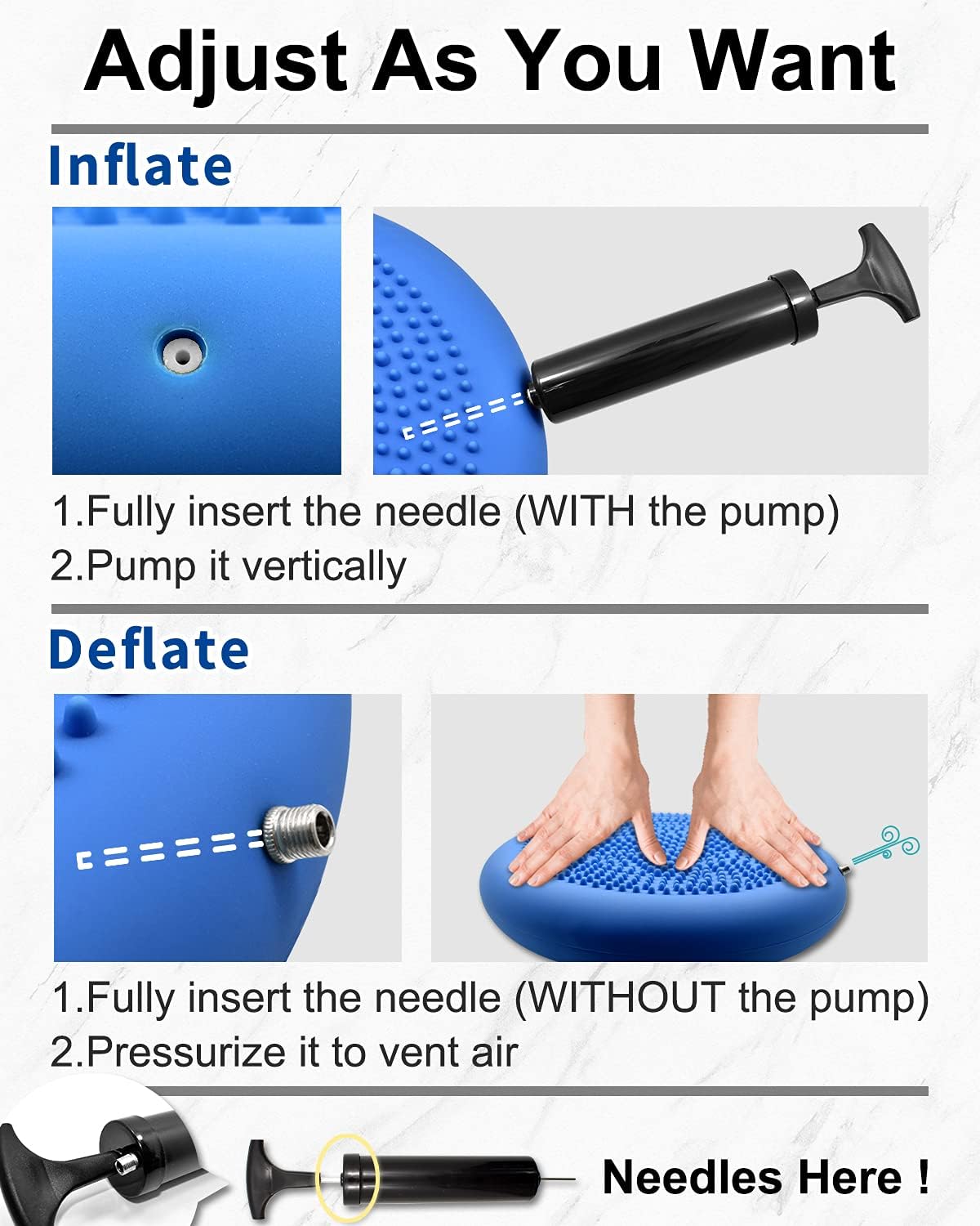 Tumaz Wobble Cushion - Wiggle Seat to Improve Sitting Posture & Stay Focused for Sensory Kids, Balance Disc to Core Strength & Flexible Seating [Extra Thick Balance Board, Pump Included Wobble Board]