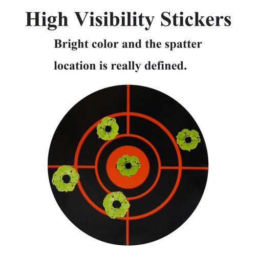 Splatter Target Stickers, 3" Reactive Paper Targets, 250PCS Adhesive Shooting Targets with Fluorescent Yellow Impact for BB Gun, Pellet Gun, Airsoft, Rifle Shooting Practice