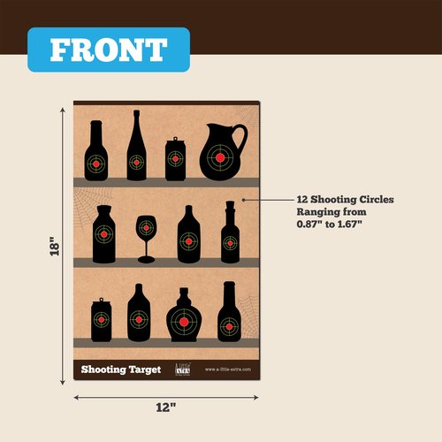 Shooting Targets Paper Bundle - Black blottles & Glasses 12"x18" (Front and Back) - 50 Pack, Indoor & Outdoor Range