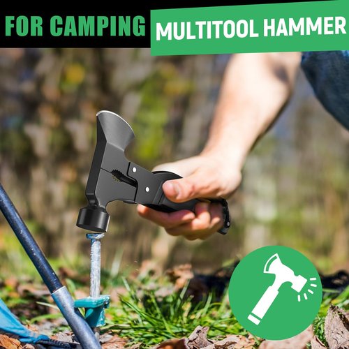 Gifts for Dad, 15-in-1 Multitool Axe Hatchet, Birthday Gifts for Men, Cool Men Gifts for Dad, Husband, Essential for Camping, Hiking, Gifts for Him, Women, Black