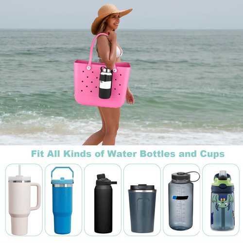Beautyflier Cup Holder for Stanley, 40 oz Water Bottle Accessories Compatible with Bogg Bag and Simple Modern Beach Tote, Large Drink Holder with Adjustable Cup Holder, Great for Travel
