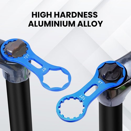 SATUY 2Pcs Bicycle Fork Cap Wrench, Aluminium Alloy Bike Front Fork Repair Tool, Suspension Forks Cap Spaner Suitable for XCR/XCM/XCT/RST, Blue