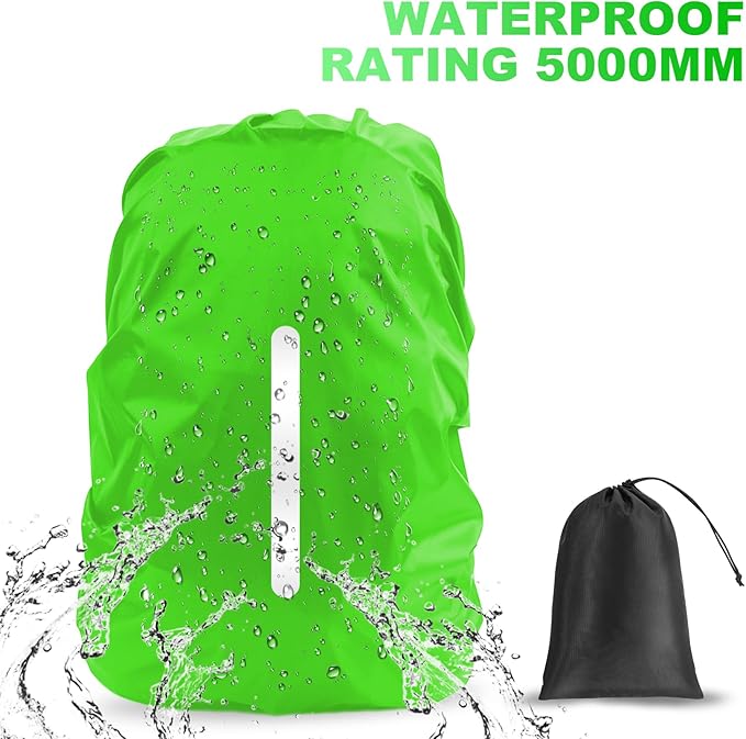 LAMA 2pcs Waterproof Rain Cover for Backpack, Reflective Rainproof Protector for Anti-dust and Anti-Theft S 18L-25L Black Green