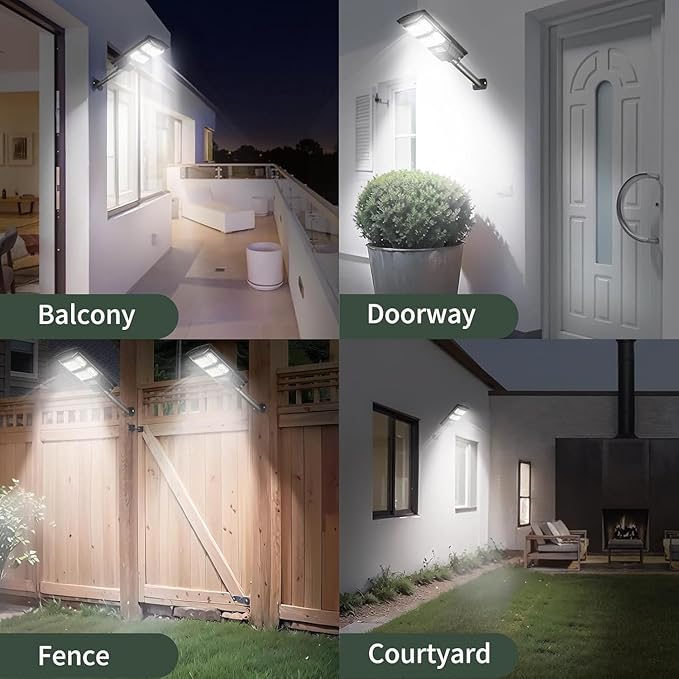 Solar Street Lights Outdoor, 6500K LED, Waterproof IP65, Motion Sensor, Dusk to Dawn, Easy Install for Yard, Driveway, Garden, with Anti Broken Remote Control Mounting Bracket, 1 Pack