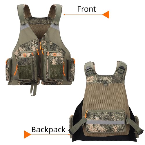 PELLOR Fly Fishing Vest, Fishing Gear Outdoor Backpack Breathable Mesh Fishing Vest Backpack for Camping Hunting