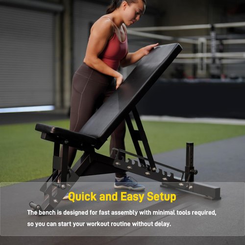 Heavy Duty Weight Bench for Full Body Workout, Multi-Position Adjustable Bench for Home Gym (Black/Gold)