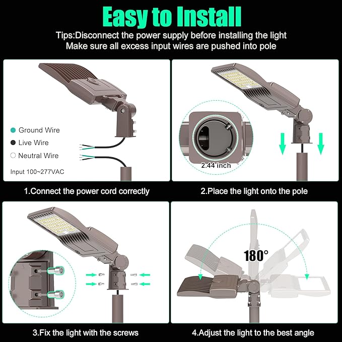 200W Parking Lot Lights Commercial Slip Fitter UL DLC Listed 28000LM IP65 5000K Area Street LED Shoebox Pole Light 100-277VAC Input Brown, LED Sport Court Light Outdoor