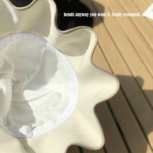 huablo Wide Brim Hats for Woman Foldable Hats Sun Hats for Women uv Protection Bowknot Fishing hat Adjustable hat with Ponytail Hole Beige