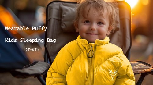 AZITREK T40 Toddler Sleeping Bags Boys Girls |Ages 2-4| Puffy Kids Sleeping Bag Camping Sleepovers |up to 46 in| Lightweight Compact Comfort for Indoor Outdoor | Machine Washable (Autumn)