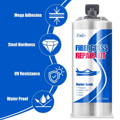 Limino Marine Fiberglass Repair Kit - 100ml Fiberglass Resin Filler for Fiberglass Bathtub Chips Cracks Holes Scratch Repair - Gel Coat Repair Kit for Boats, Jet Skis, Surf Boat, Kayak, UV-Resistant