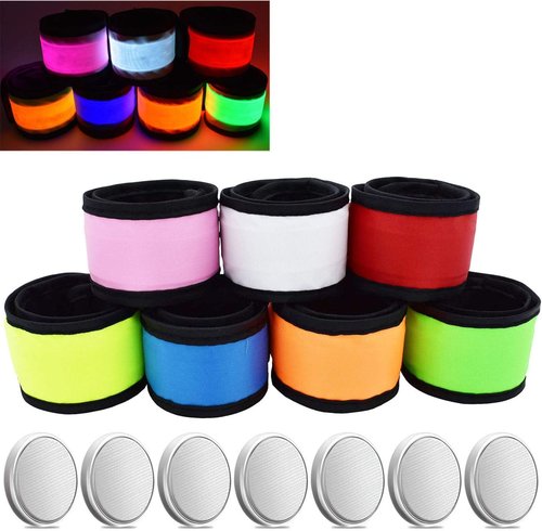 LED Glow Slap Bracelets Light Up Wristbands Flashing Arm Wrist Bands High Visibility Safety Gear Lights for Cycling Walking Running Concert Camping Outdoor Sports, Fits Women Men