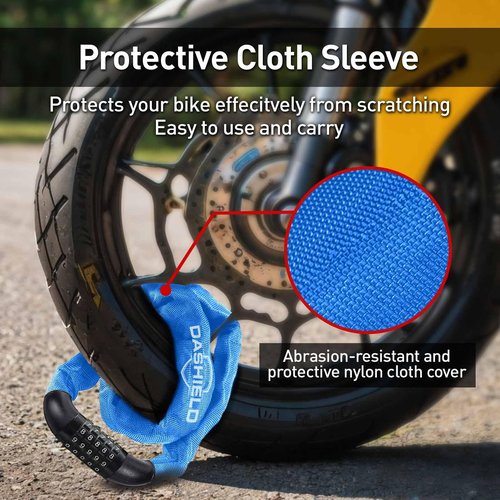 DaShield Bike Chain Lock Security 5 Digit Resettable Combination, 38.6 inches Heavy Duty Anti Theft Lock Chain for Bicycle, Motocycle, Scooter, Gate, Fence (Blue, 3.2ft)