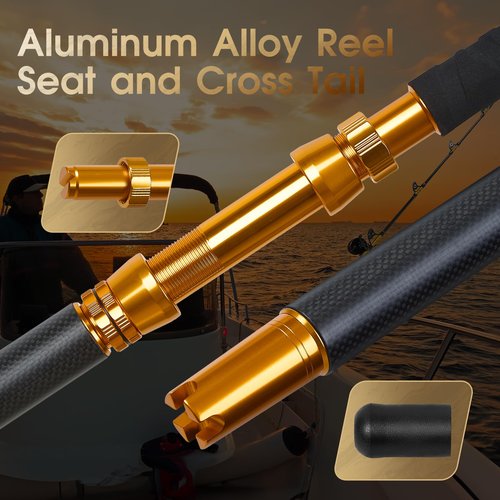 TRHUNTER Offshore Trolling Rod Saltwater Big Game Boat Fishing Rod Heavy Duty Roller Rod (6' - 80-120lbs - Carbon Butt)
